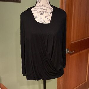 Laila Jayde Black Drape Blouse, Size L
